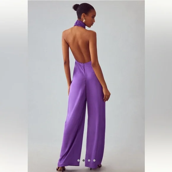 New Anthropologie Katie May The Robbie Open-Back Halter Jumpsuit, Size XS - Picture 2 of 16